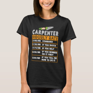 Carpenter Hourly Rate Labour Price Chart T-Shirt