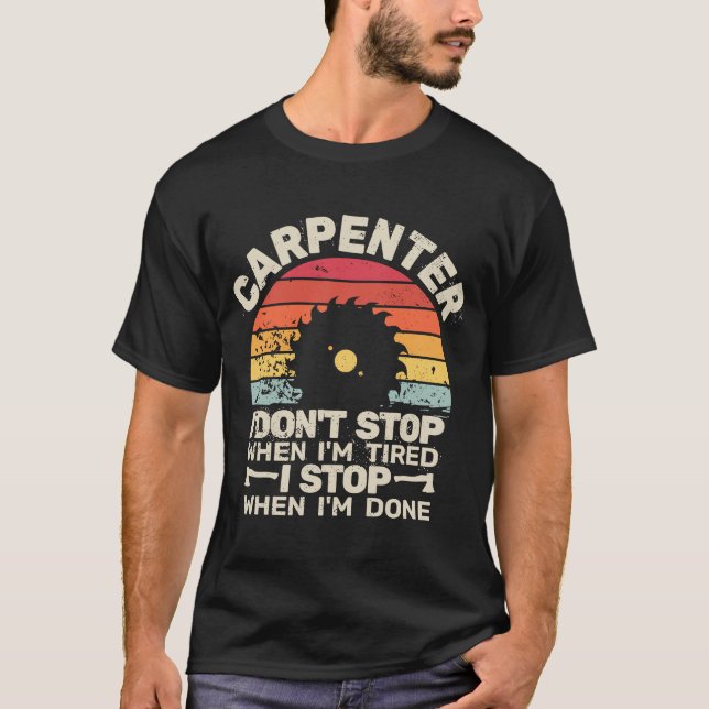 Carpenter retro for men retro carpenters woodworke T-Shirt (Front)