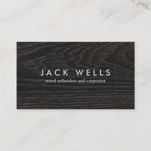 Carpenter Rustic Dark Wood Business Card (Front)
