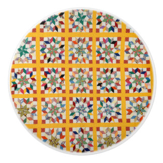 Carpenter’s wheel quilt ceramic knob