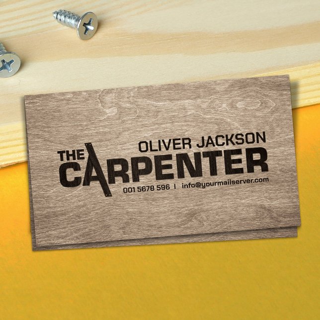 Carpenter services cool logo text business card (Creator Uploaded)