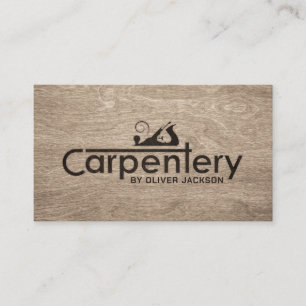 Carpenter services cool logo text with planer business card