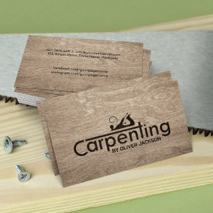 Carpenter services cool logo text with planer business card