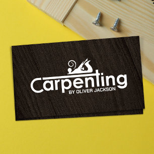 Carpenter services cool logo text with planer business card
