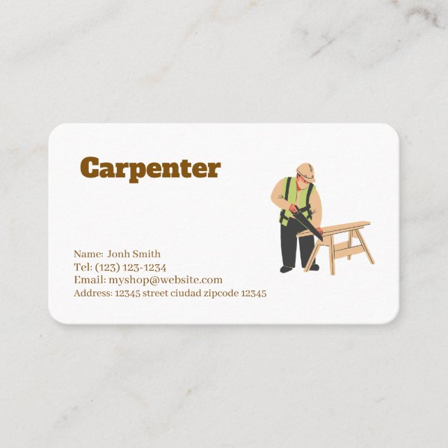 carpenter services editable   business card (Front)
