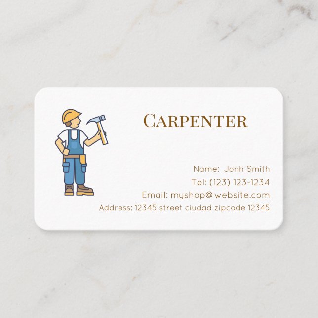 carpenter services editable   business card (Front)