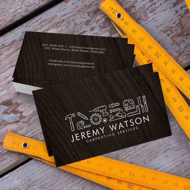 Carpenter services icons business card (Creator Uploaded)