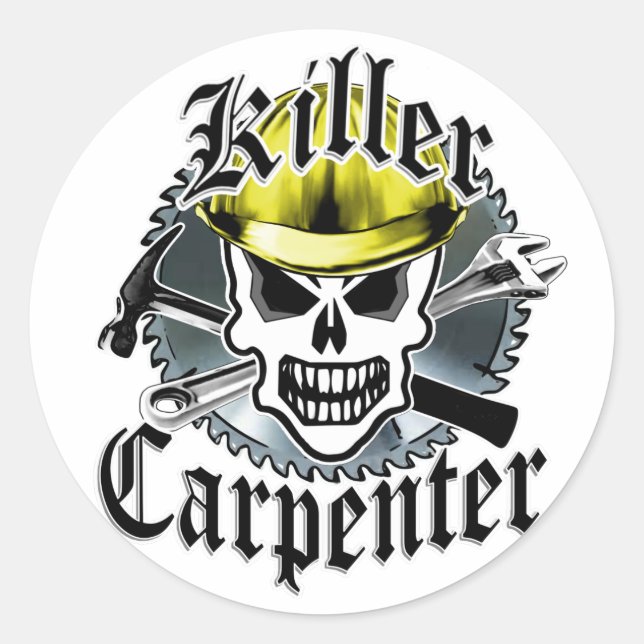 Carpenter Skull: Killer Carpenter Classic Round Sticker (Front)