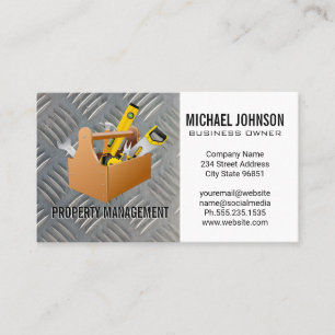 Carpenter Tool Box Steel Plate Pattern Business Card