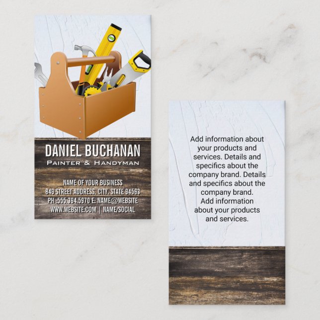 Carpenter Tool Box | Wood and Spackle Business Card (Front/Back)