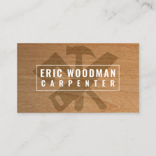 Carpenter tools faux wood texture business card
