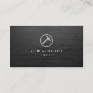 Carpenter Tools Hammer Icon Dark Brushed Metal Business Card