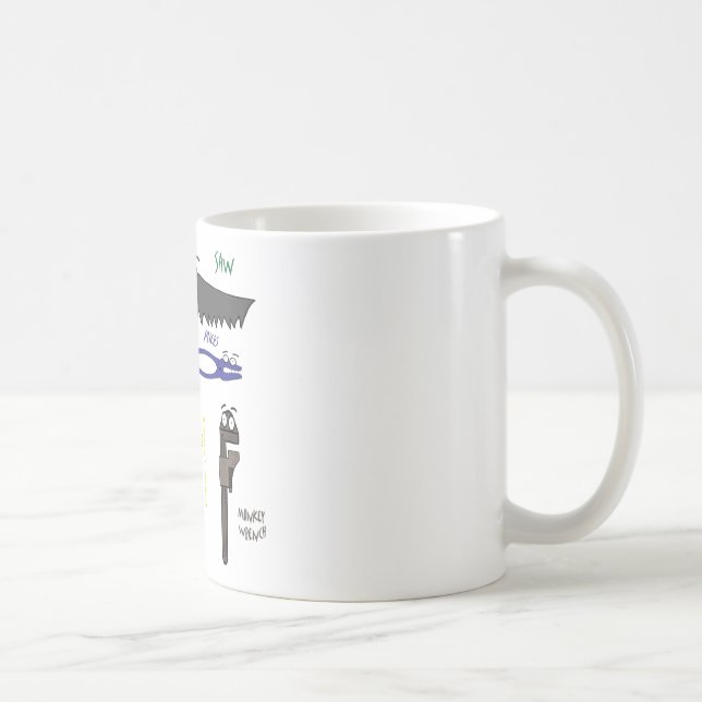 Carpenter Tools Whimsical Cartoon Art Coffee Mug (Right)