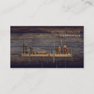 Carpenter Tools Woodwork Professional Rustic Wood Business Card