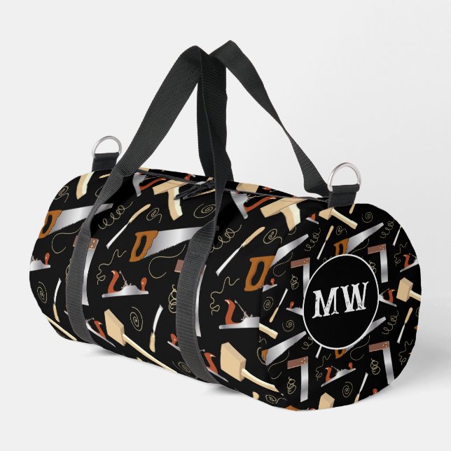Carpenter Tools Woodworker Monogram Duffle Bag (Left Corner)