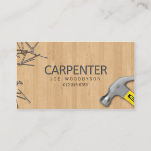 Carpenter Trade Skills Hammer Nails On Wood Business Card