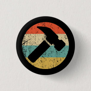Carpenter Vintage Retro Hammer 3 Cm Round Badge