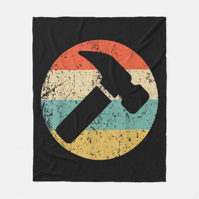 Carpenter Vintage Retro Hammer Fleece Blanket (Front)