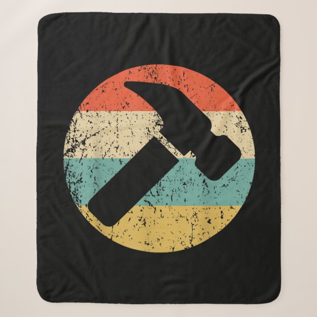 Carpenter Vintage Retro Hammer Sherpa Blanket (Front)