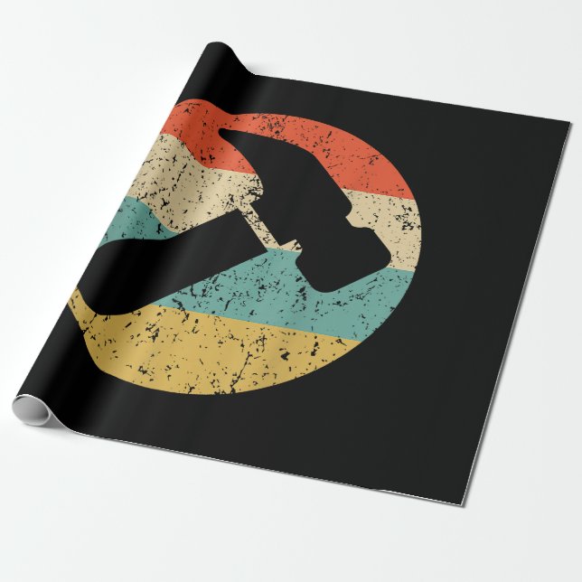 Carpenter Vintage Retro Hammer Wrapping Paper (Unrolled)