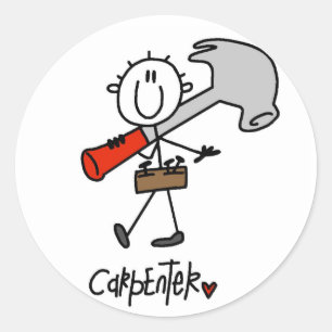 Carpenter With Hammer Classic Round Sticker