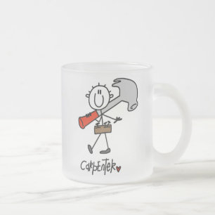 Carpenter With Hammer Frosted Glass Coffee Mug