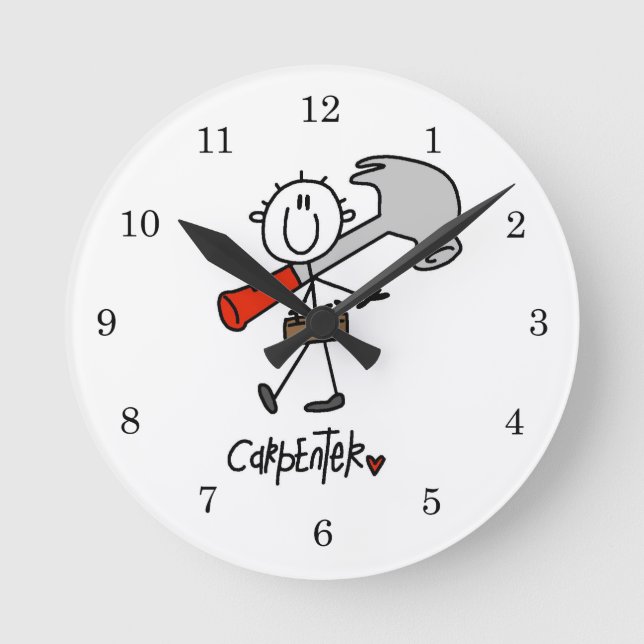 Carpenter With Hammer Round Clock (Front)