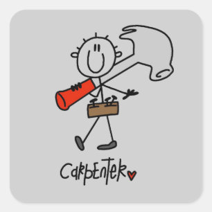 Carpenter With Hammer Square Sticker