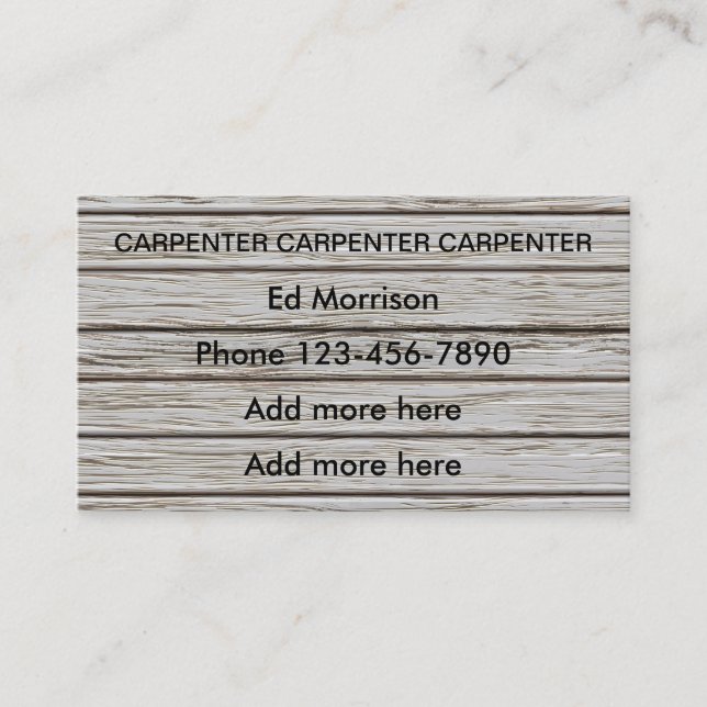 Carpenter Wood Background Business Card (Front)