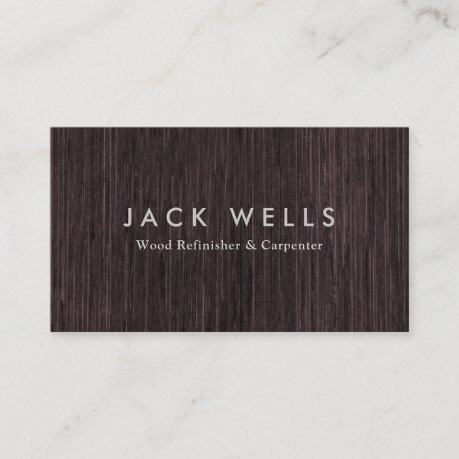 Carpenter Wood Worker Refinisher Dark Wood Grain Business Card (Front)