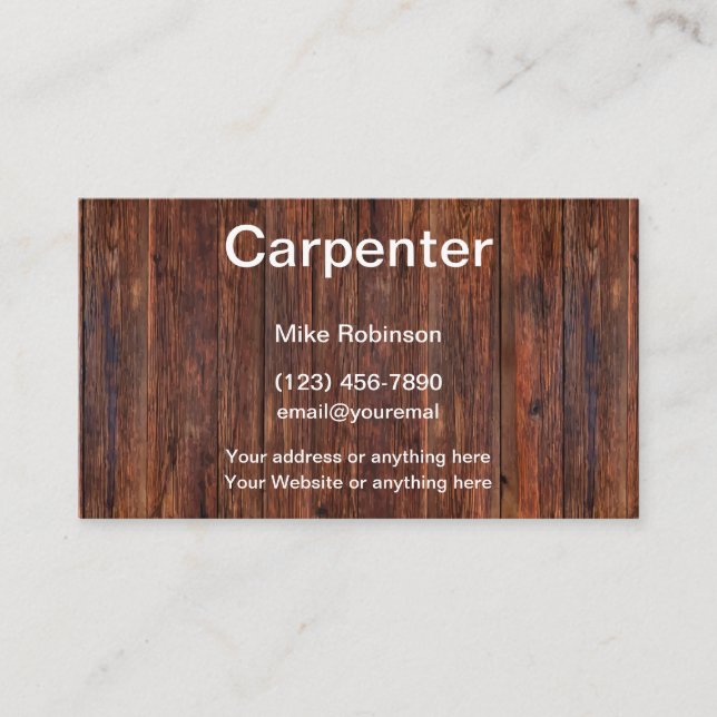 Carpenter Wood Working Business Card (Front)