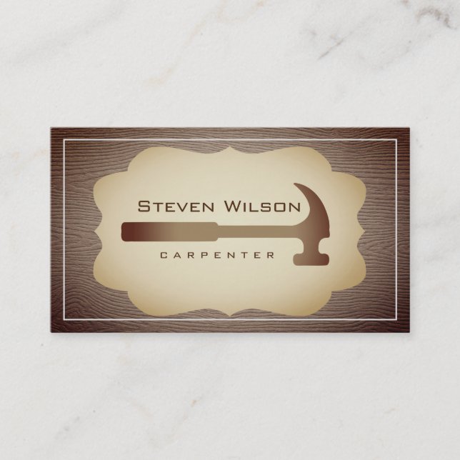 Carpenter Woodwork Professional Tool Rustic Wood Business Card (Front)