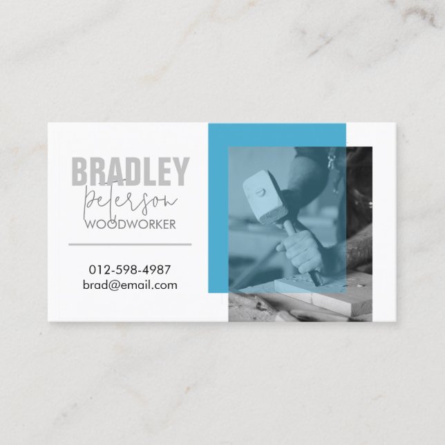 Carpenter Woodworker Customisable Image Business Card (Front)