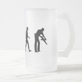 Carpenter woodworker set builder frosted glass beer mug