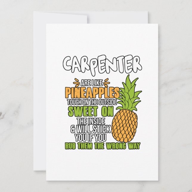 Carpenters Are Like Pineapples. Thank You Card (Front)