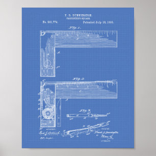 Carpenter's Square 1893 Patent Art Blueprint Poster