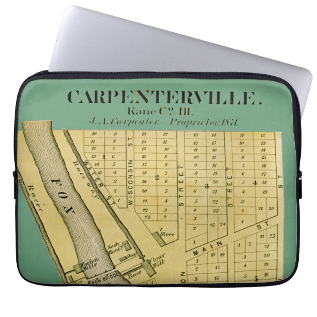 CARPENTERSVILLE DUNDEE ILLINOIS 1871 MAP LAPTOP SLEEVE (Front)