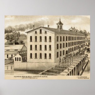 Carpentersville Illinois Iron and Bolt Co. 1871 Poster