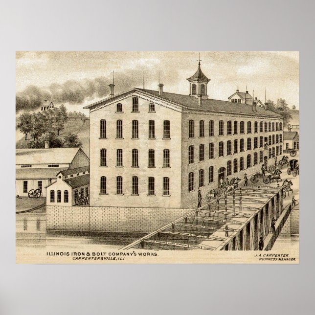 Carpentersville Illinois Iron and Bolt Co. 1871 Poster (Front)