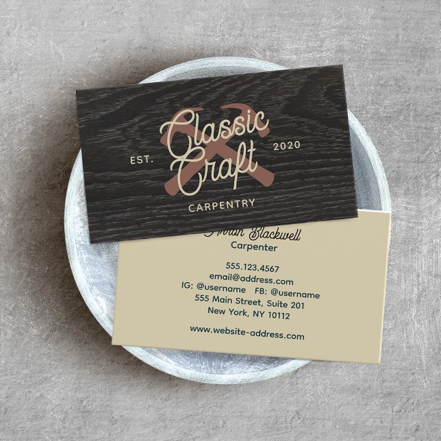 Carpentry Construction Carpenter Rustic wood Business Card (Creator Uploaded)