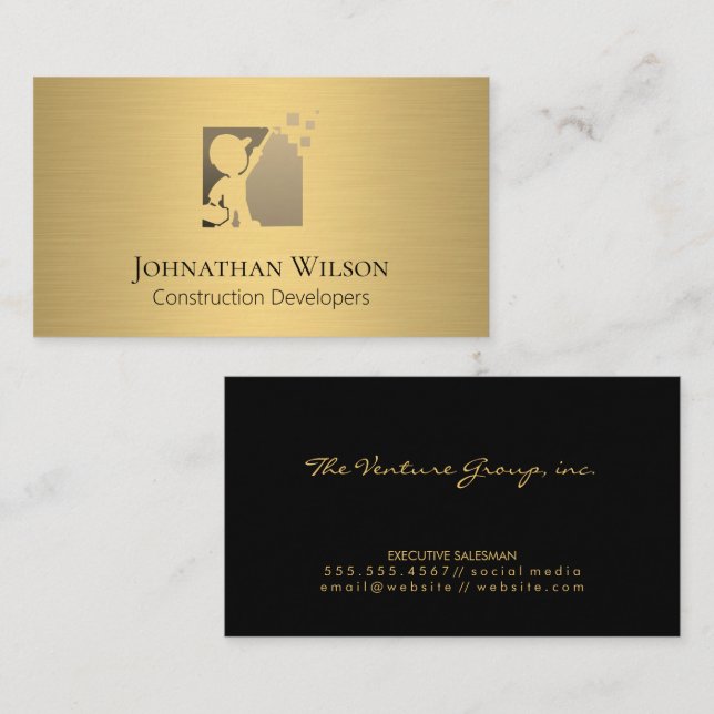 Carpentry Gold Metallic Business Card (Front/Back)