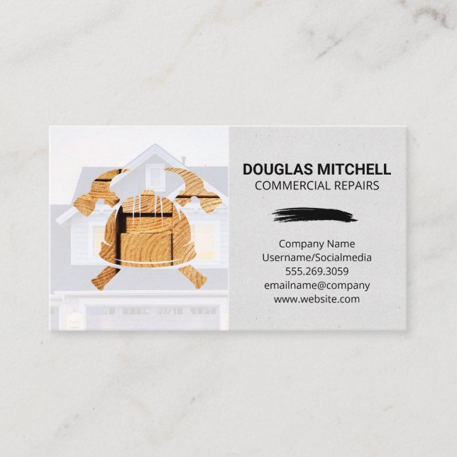 Carpentry | Home | Handyman Construction Logo Business Card (Front)