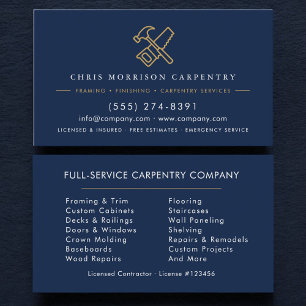 Carpentry Home Improvement Hammer Saw Business Card
