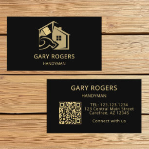 Carpentry Home Repair Handyman QR Code Business Card