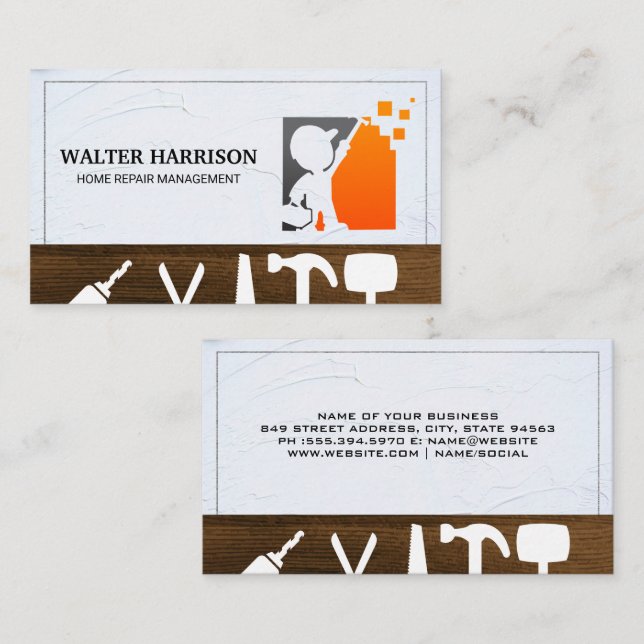 Carpentry Logo | Building Tools Business Card (Front/Back)