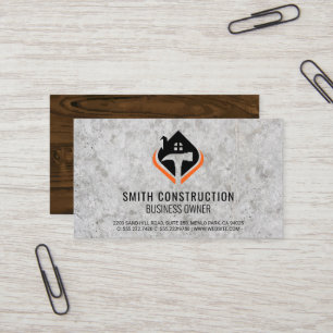 Carpentry Logo Concrete Wood Business Card
