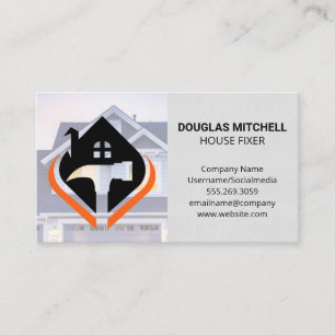 Carpentry Logo House Hammer Business Card