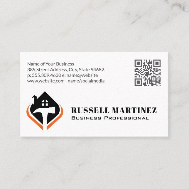 Carpentry Logo | QR Code Business Card (Front)