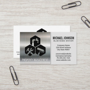 Carpentry Services Metallic Background Business Business Card