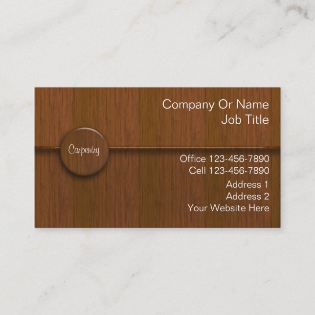 Carpentry Services Wood Grain Look Business Card (Front)